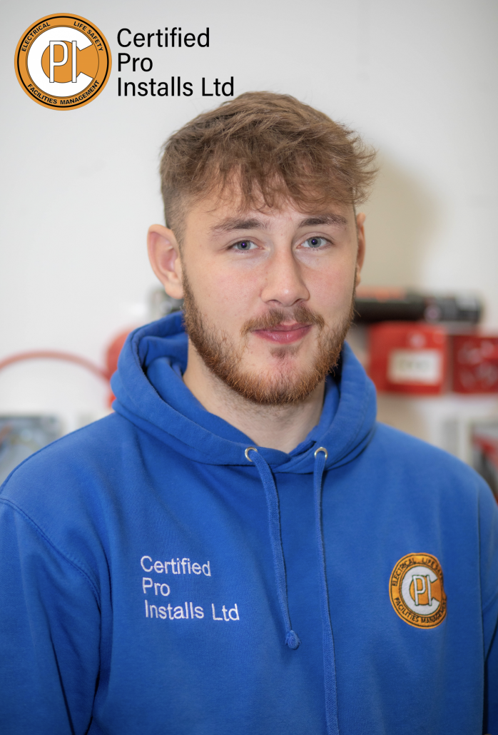 The image shows Alfie, apprentice at Certified Pro Installs